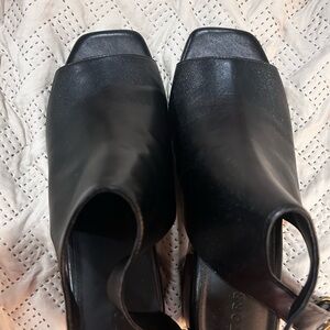 Torrid Black Leather Mules with Rounded Toe